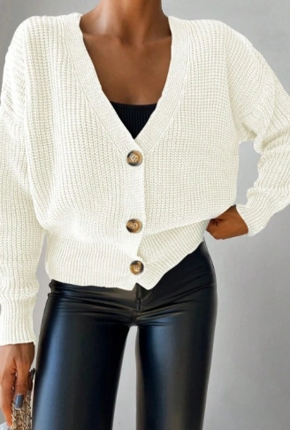 Düğme Detay Triko Bluz