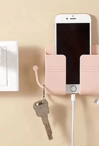 Duvar Tipi Yapışkanlı Kablo Tutuculu Telefon,kumanda Tutucu Plastik Aparat ( Lisinya )