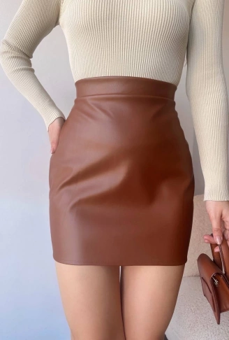 Düz deri etek taba h24468