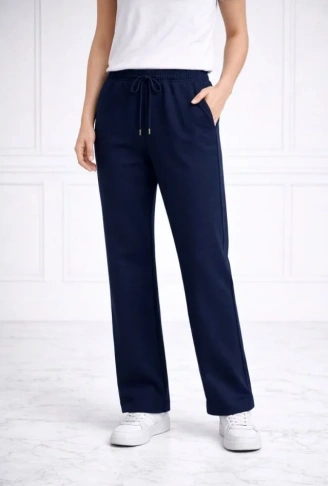 Düz Paça Beli Lastikli İpli Günlük Spor Eşofman Altı Rahat Fit - Lacivert