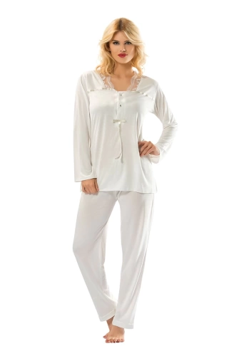 Ekru Penye Pijama Takımı
