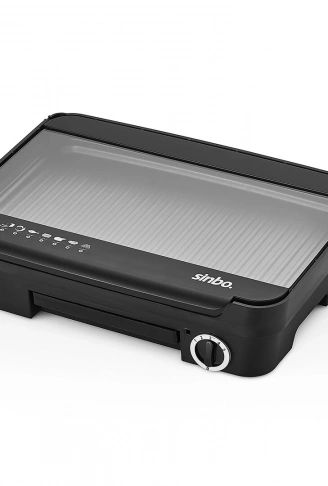 ELEKTRİKLİ IZGARA KOKUSUZ - DUMANSIZ CAM KAPAKLI 5 KADEMELİ TERMOSTAT YAPIŞMAZ 2200W SBG-7118 (4940)