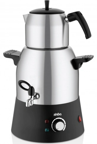 ELEKTRİKLİ SEMAVER MUSLUKLUÇAY MAKİNESİ ÇAYCI ÇELİK SU KAZANI=3LT - ÇELİK DEMLİK=1.1LT 1000W STM-5817 (4940)