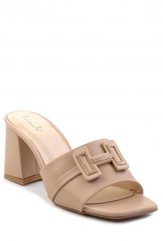 Erew Bej Cilt Topuklu Terlik