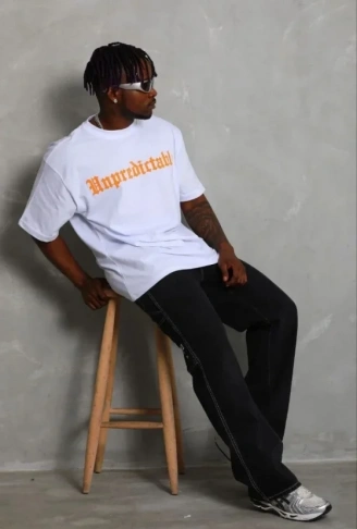 Erkek Baskılı T-Shirt Kısa Kol Bisiklet Yaka Regular Fit Rahat Kalıp Günlük Tişört - Beyaz