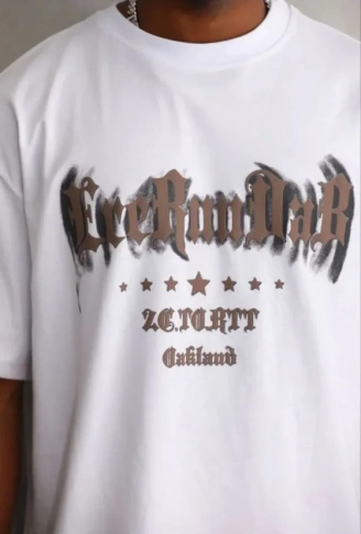 Erkek Baskılı T-Shirt Kısa Kol Bisiklet Yaka Regular Fit Rahat Kalıp Günlük Tişört - Beyaz