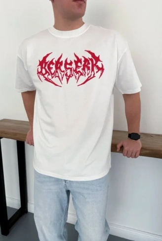 Erkek Baskılı T-Shirt Yazlık Kısa Kol Bisiklet Yaka Rahat Kalıp Tişört - Beyaz