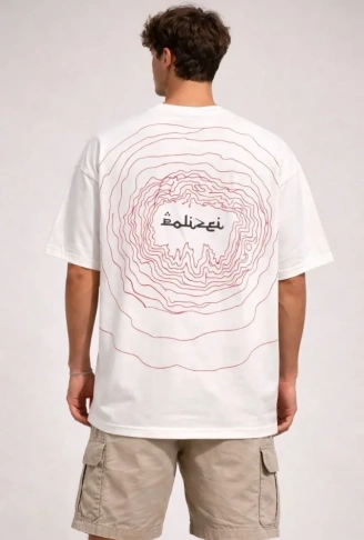 Erkek Bisiklet Yaka Baskılı Kısa Kollu Tişört Streetwear Günlük Basic Pamuklu T-shirt - Beyaz