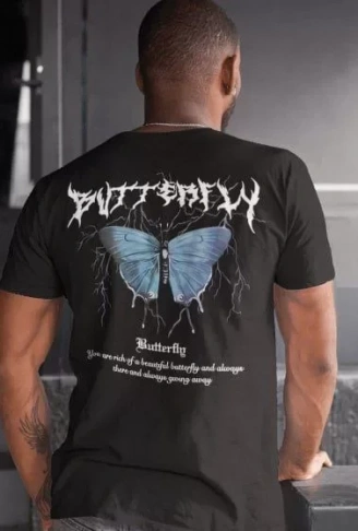 Erkek Bisiklet Yaka Baskılı Oversize T-Shirt - Siyah