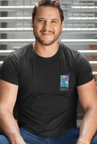 Erkek Bisiklet Yaka Baskılı Oversize T-Shirt - Siyah