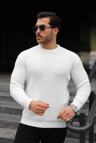 Erkek Bisiklet Yaka Örme Kazak