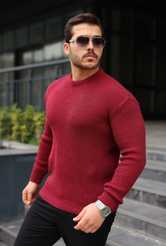 Erkek Bisiklet Yaka Örme Kazak