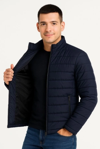 Erkek Bomber Mont Ceket – Su İtici Kumaş, Kapitone Astarlı, Fermuarlı, Kışlık - Lacivert