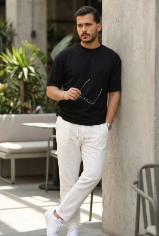 Erkek Duble Kol Basic Tişört