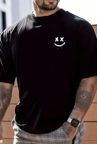 Erkek Kısa Kollu Bisiklet Yaka Baskılı Süprem Bluz