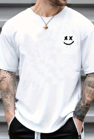 Erkek Kısa Kollu Bisiklet Yaka Baskılı Süprem Bluz