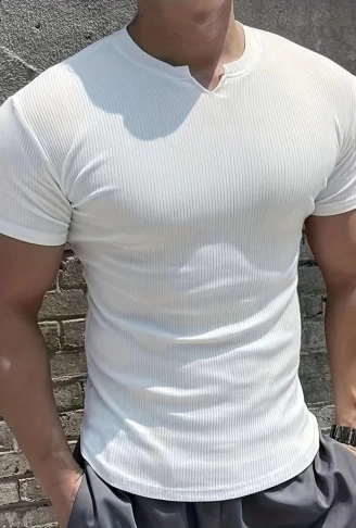 Erkek Kısa Kollu Bisiklet Yaka Burgu Bluz