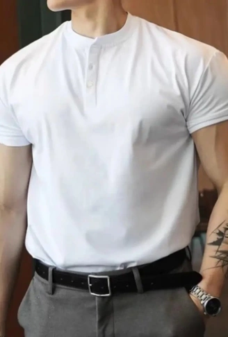 Erkek Kısa Kollu Hakim Yaka önü Düğmeli Viskon Bluz