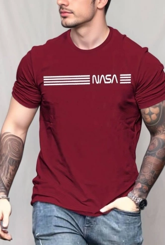 Erkek Kısa Kollu Nasa Baskı Basic Erkek T-shirt