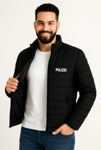 Erkek Mikro Su İtici Kapitone Baskılı Astarlı Fermuarlı Bomber Mont - Siyah