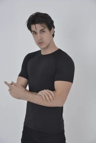 Erkek Omuz Fileli Slim Fit T-shirt - Siyah