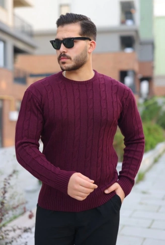 Erkek örgü Desen Bisiklet Yaka Kazak
