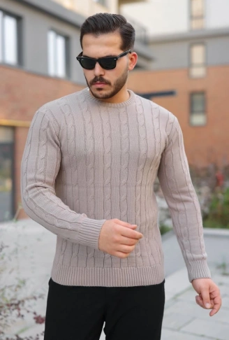 Erkek örgü Desen Bisiklet Yaka Kazak