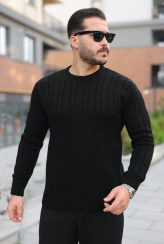 Erkek örgü Desen Bisiklet Yaka Kazak