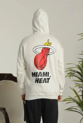 Erkek Oversize Üç İplik Kapüşonlu Sweatshirt –Sırt Ve Ön Baskılı, Kanguru Cepli, Rahat Kalıp Maskot Desenli Model - Siyah Beyaz