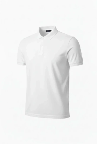 Erkek Pike Kumaş Düğmeli Yaka Regular Fit Günlük Kısa Kol Tişört T-shirt - Beyaz