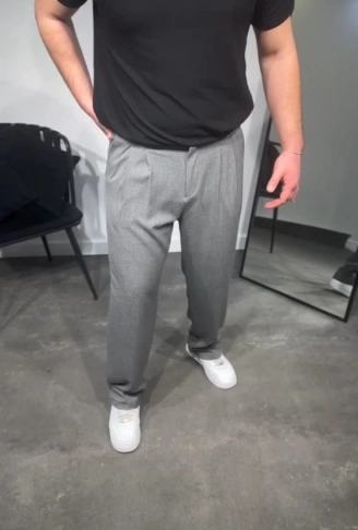 Erkek Pileli Kumaş Baggy Pantolon