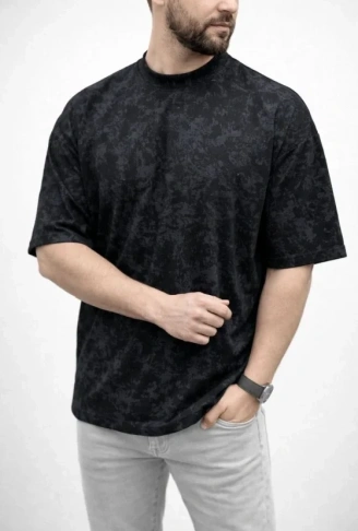 Erkek Premium Tişört OSY Yumuşak Dokulu Yıkamalı Oversize T-Shirt - Siyah