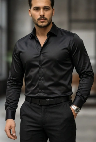 Erkek Saten Klasik Gömlek