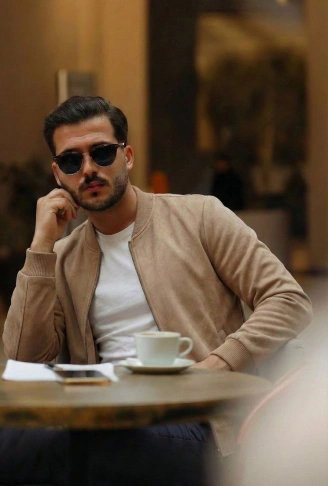 Erkek Scuba Süet Kumaş Bomber Hırka