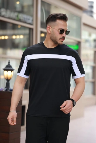 Erkek şerit Detaylı Kısa Kollu T-shirt