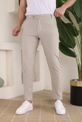 Erkek Slim Fit Likralı Bilek Boy Kumaş Pantolon