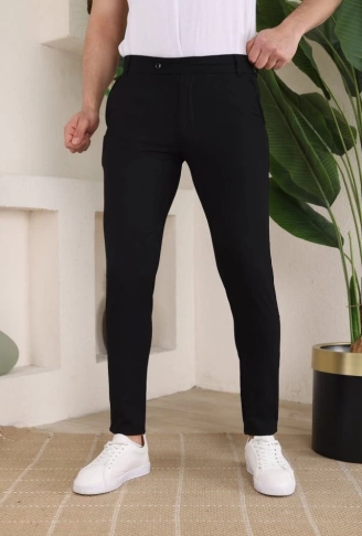 Erkek Slim Fit Likralı Bilek Boy Kumaş Pantolon