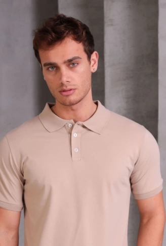 Erkek Slim Fit Pamuklu Yumuşak Doku Nefes Alan Kumaş Yakalı Tişört