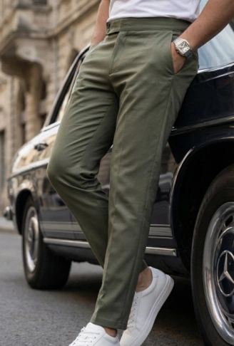 Erkek Toka Detaylı Oldmoney Kumaş Pantolon