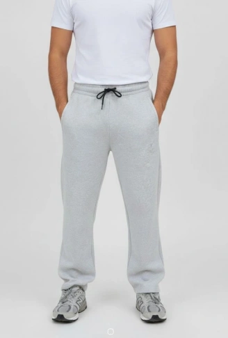 Erkek Üç Iplik Kışlık Pamuklu Ovarsize Bağcıklı Düz Paça Cepli Eşofman Altı Spor Rahat Model - Gri