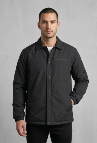 Erkek Yağmur İtici İç Astarlı Çıtçıtlı İç Cepli Dış Cepli Mevsimlik Mont - Siyah