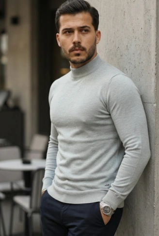 Erkek Yarım Balıkçı Yaka Pamuklu Triko