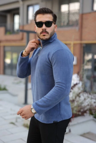 Erkek Zip Yaka Beli Lastikli Polar
