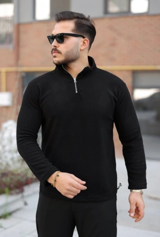 Erkek Zip Yaka Beli Lastikli Polar