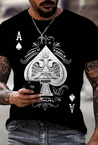 Erkekkısa Kollu Yuvarlak Yaka Desenli Viskon T-shirt
