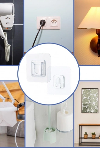 Eşya Sabitleme Askısı 10 Çift Şeffaf Çift Taraflı Yapışkanlı Geçmeli Klips (4940)