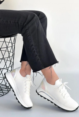 Feort Beyaz Triko Bağcıklı Spor Ayakkabı