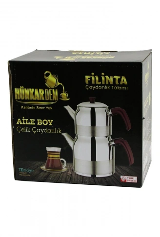 FİLİNTA AİLE BOY ÇELİK ÇAYDANLIK SETİ ÇİFT KAPAKLI RENKLİ BAKALİT KULP ÜST DEMLİK: 1.5LT - ALT SULUK: 3LT KENDİNDEN SÜZGEÇLİ (4940)