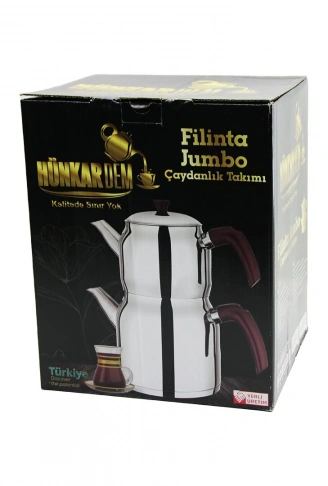 FİLİNTA JUMBO BOY ÇELİK ÇAYDANLIK SETİ ÇİFT KAPAKLI RENKLİ BAKALİT KULP ÜST DEMLİK: 2LT - ALT SULUK: 4LT KENDİNDEN SÜZGEÇLİ (4940)