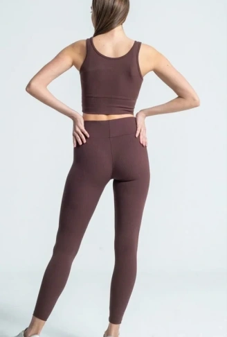 Fitilli Full Likralı Yüksek Bel Toparlayıcı Tayt Günlük Ve Spor Kullanım - Kahverengi